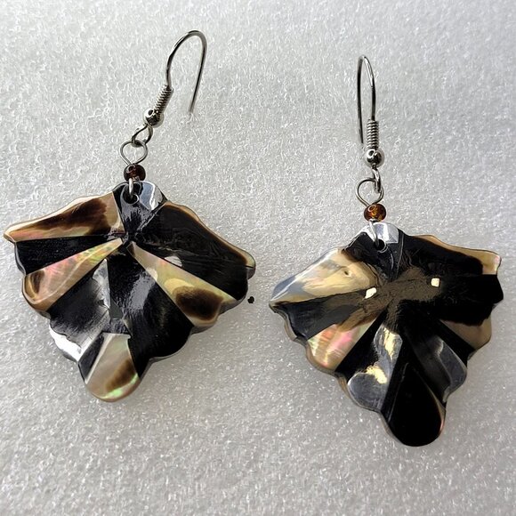 Wood Inspired Triangle Hook Earrings - Picture 1 of 11